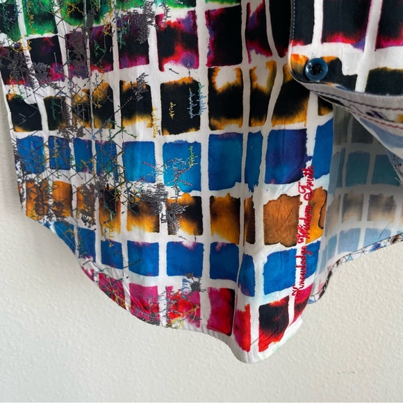 Robert Graham Embroidered Checkered Short Sleeve Button Down Shirt - Picture 6 of 9